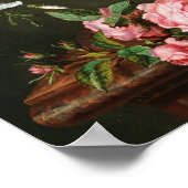 Poster Un grand bouquet de fleurs avec pêches et raisins (Coin)