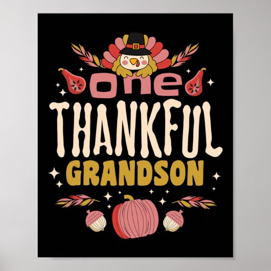 Poster Un Grandson Remercié Tee Automne Thanksgiving Auto (Devant)