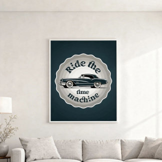 Poster Un graphisme de style badge avec voiture vintage à