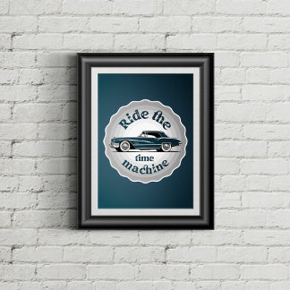 Poster Un graphisme de style badge avec voiture vintage à