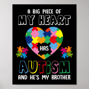 Poster Un Gros Morceau De Mon Coeur A L'Autisme Et Il A M