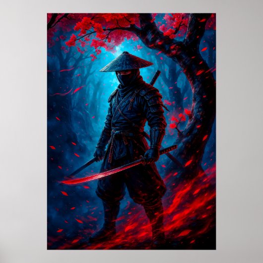 Poster Un guerrier de Samurai avec un Imaginaire de Katan (Devant)