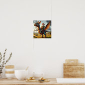 Poster Un guerrier gnome posant avec son dragon (Cuisine)