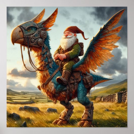Poster Un guerrier gnome posant avec son dragon (Devant)