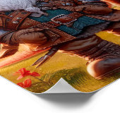 Poster Un guerrier nome posant avec son Dragon (Coin)