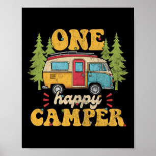 Poster Un Happy Camper 1er Anniversaire Fête Rétro Mères