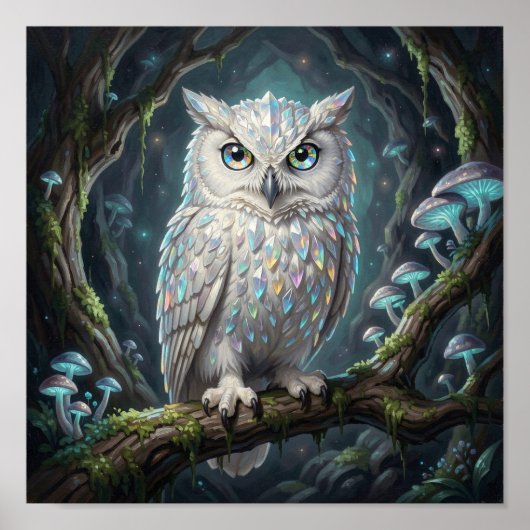 Poster Un hibou blanc brillant (Devant)