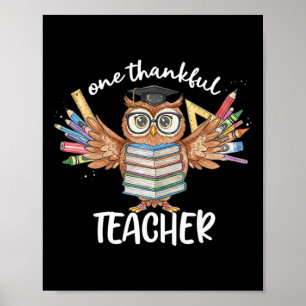 Poster Un hibou enseignant reconnaissant pour Thanksgivin