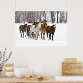 Poster Un hiver pittoresque de chevaux en course sur Le 2 (Cuisine)