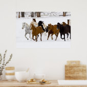 Poster Un hiver pittoresque de chevaux sur le (Cuisine)