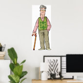 Poster Un Homme Âgé Avec Un Bâton De Marche (Bureau à domicile)