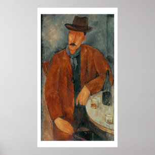 Poster Un homme assis sur une table