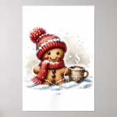 Poster Un homme en pain d'épice avec une tasse de café da (Devant)