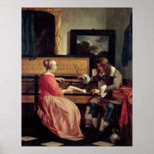 Poster Un homme et une femme assis par une virginale, ver