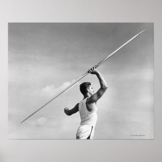 Poster Un homme lance Javelin (Devant)