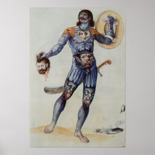 Poster Un homme Pictish tenant une tête humaine