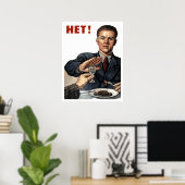 Poster Un homme refuse de boire, l'anti-alcoolisme soviét (Bureau à domicile)