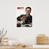 Poster Un homme refuse de boire, l'anti-alcoolisme soviét (Cuisine)