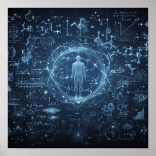 Poster Un humanoïde superposé sur une feuille de données