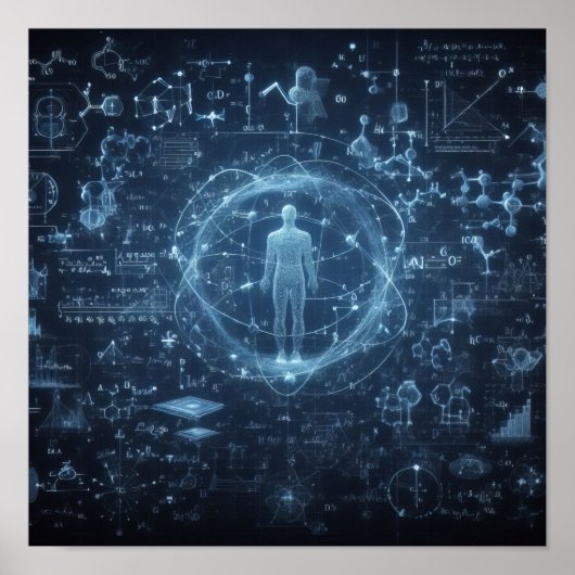 Poster Un humanoïde superposé sur une feuille de données (Devant)