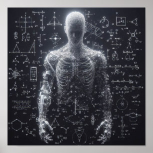 Poster Un humanoïde superposé sur une feuille de données