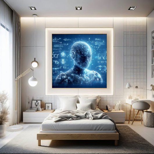 Poster Un humanoïde superposé sur une feuille de données