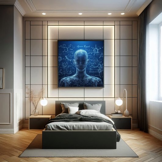 Poster Un humanoïde superposé sur une feuille de données