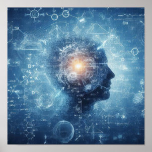 Poster Un humanoïde superposé sur une feuille de données