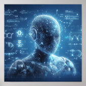 Poster Un humanoïde superposé sur une feuille de données (Devant)