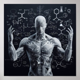 Poster Un humanoïde superposé sur une fiche de données