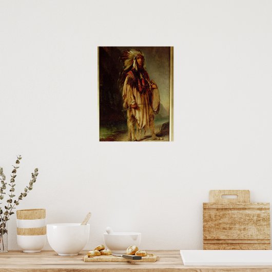 Poster Un Indien nord-américain dans un paysage étendu, (Cuisine)