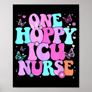 Poster Un infirmier de l'Icu joyeux rétro groovy Pâques l