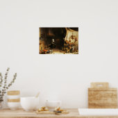 Poster Un intérieur cuisine avec une serveuse (Cuisine)