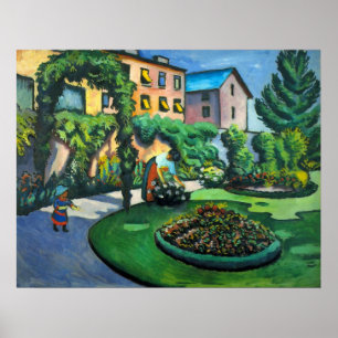 Poster Un jardin, Gartenbild par August Macke, Art vintag
