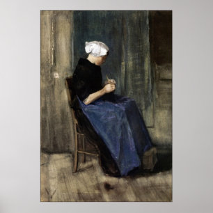 Poster Un jeune Tricot femme Scheveningen