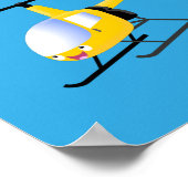 Poster Un joli hélicoptère de dessin animé jaune (Coin)