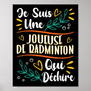 Poster Un joueur de badminton qui déchire un cadeau de ba