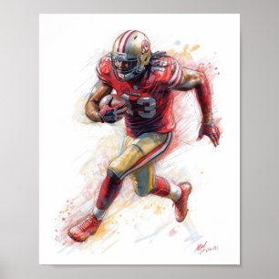 Poster Un joueur de football américain qui tourne avec un