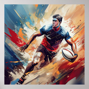 Poster Un joueur de rugby masculin.