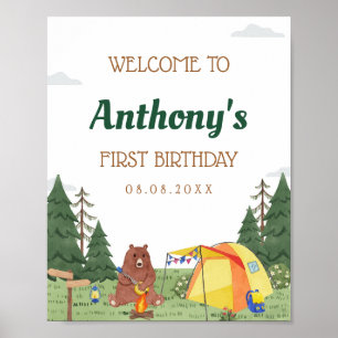 Poster Un Joyeux Camper 1er Anniversaire Camping Bienvenu