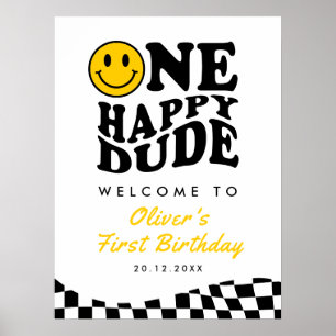 Poster Un joyeux garçon de 1er anniversaire Sourire Visag