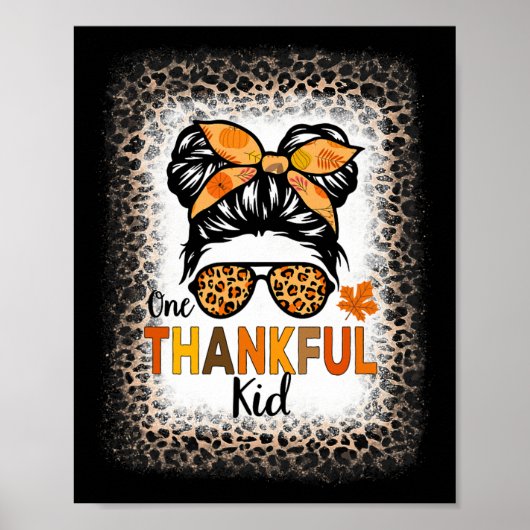 Poster Un Joyeux Joyeux Thanksgiving Messy Bun Leopard Bl (Devant)