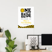 Poster Un joyeux Mec 1er anniversaire Smile Jaune Bienven (Bureau à domicile)