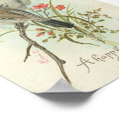 Poster Un joyeux Noël Vintage Birds (Coin)