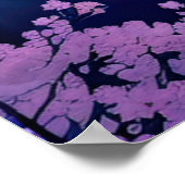 Poster Un lac à la floraison de cerisiers la nuit (Coin)