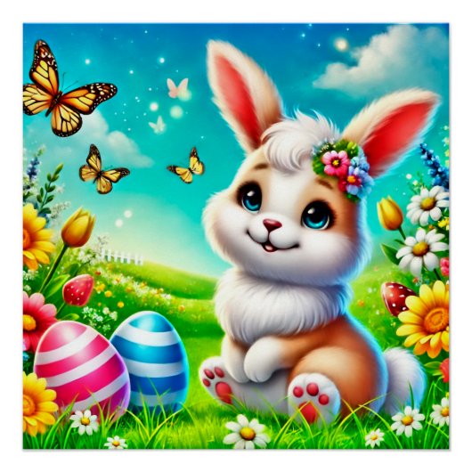 Poster Un lapin heureux (Devant)