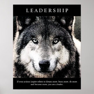 Poster Un leadership motivationnel à la mode Un loup