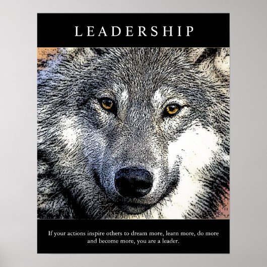 Poster Un leadership motivationnel à la mode Un loup (Devant)