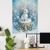 Poster Un lièvre mignon en hiver (Bureau à domicile)