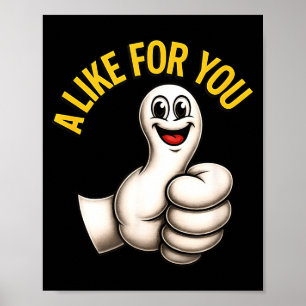 Poster Un like pour vous, dessin animé drôle de pouce lev
